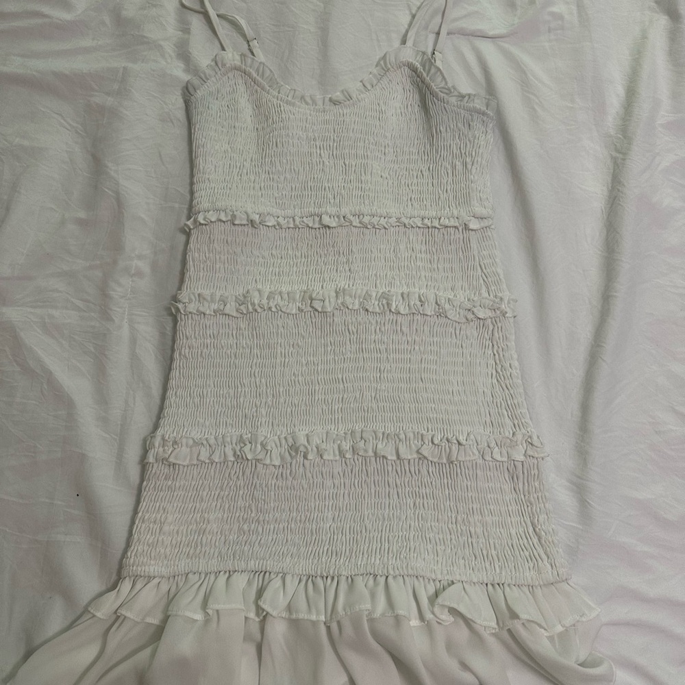 White Ruffled Sleeveless Dress